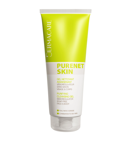 : DERMACARE Purenet Skin Gel Nettoyant Assainissant – Nettoyant Visage et Corps pour Peaux Grasses et Sensibles