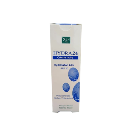 XEN Hydra 24 Crème Riche SPF20 50g | Hydratation Intense & Protection UV Peaux Sèches