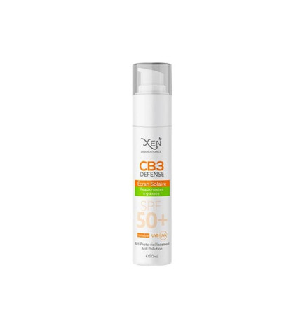 XEN CB3 Defense Écran Solaire SPF50+ 50 ml | Protection Invisible Peaux Mixtes à Grasses
