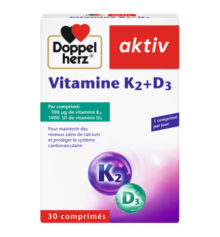 AKTIV C.A VITAMINE K2+D3 – Santé osseuse et cardiovasculaire – 30 comprimés