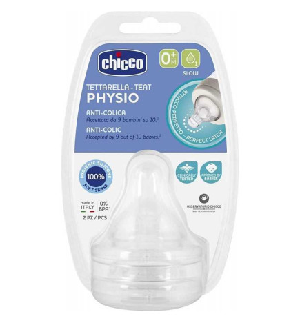 CHICCO Physio Anti-Colica 0+ Slow | Biberon Anti-Colique Débit Lent