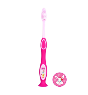 Chicco Brosse à Dents Fille 3‑6 ans – Poils doux & Ventouse