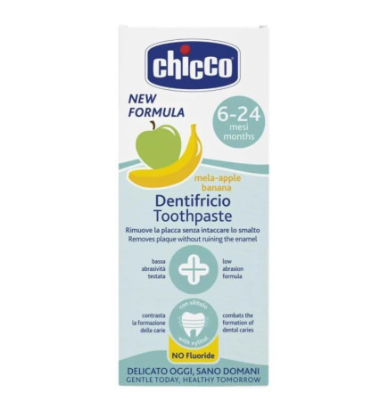 Chicco Dentifrice Pomme-Banane 6-24 mois – Doux & Sans Fluor