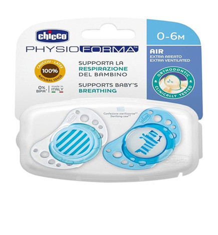 Chicco Sucette Physio Air Latex Bleu 0‑6 mois (2 pcs)