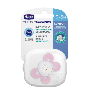 Chicco Sucette Physio Comfort Silicone Rose 0‑6 mois – 1 pièce