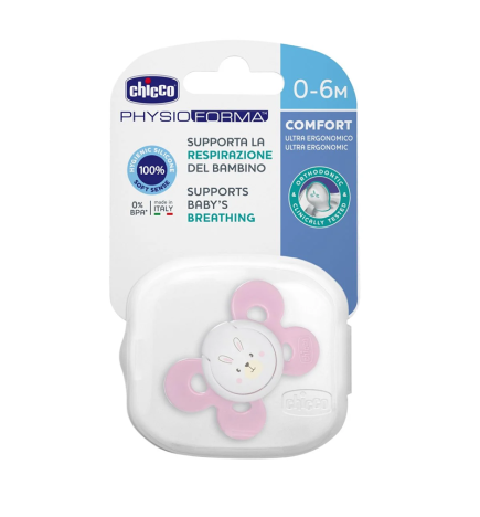 Chicco Sucette Physio Comfort Silicone Rose 0‑6 mois – 1 pièce